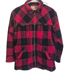 Vintage Ralph Lauren Buffalo Plaid Jacket Mens M Red Black Zip Up